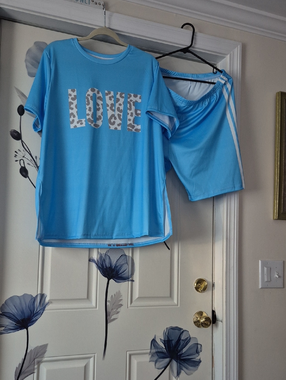 Light Blue 'LOVE' Two-Piece Lounge Set